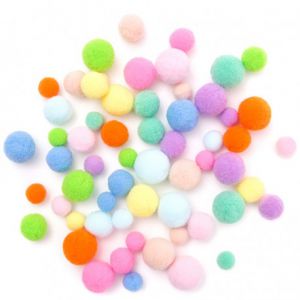Pompony pluszowe dpCraft Rainbow, 60szt